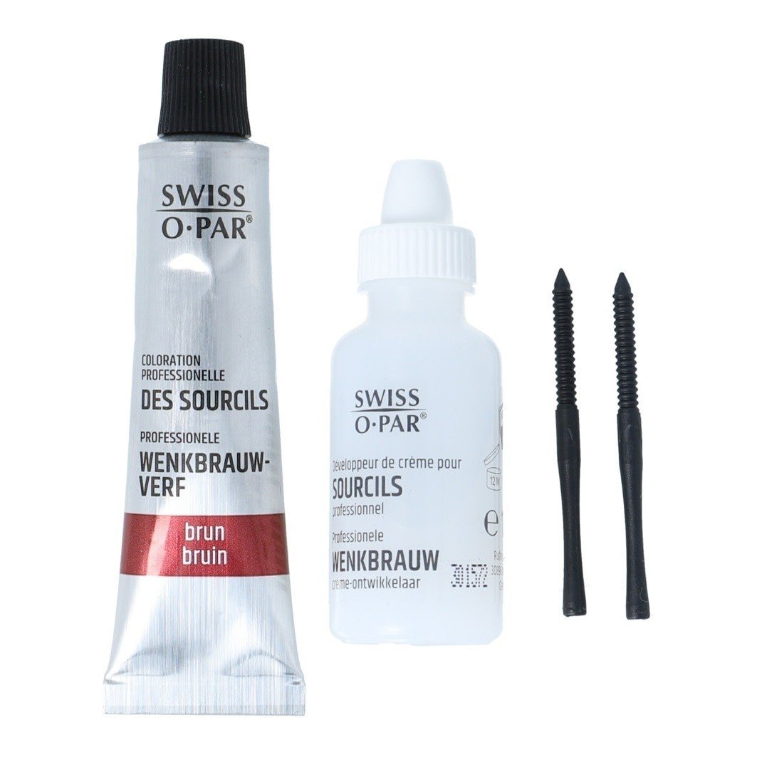 Sada na farbenie mihalníc Swiss O-Par, profesionálna sada na farbenie obočia, hnedá – 30 ml