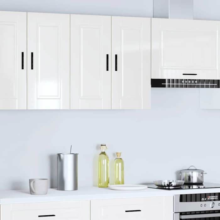 vidaXL Porto Armario de pared de cocina de madera de ingeniería blanca brillante 854059