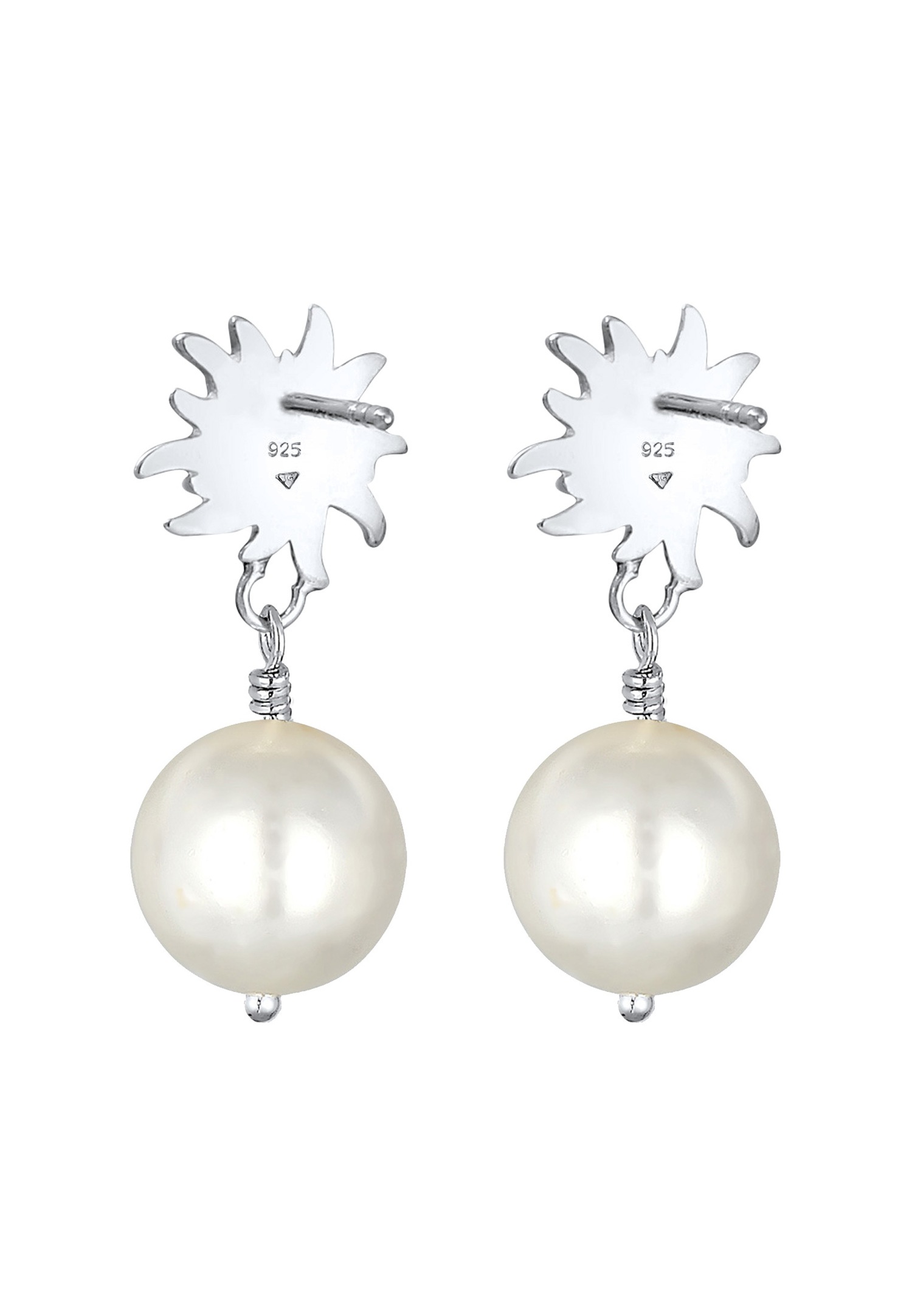 Elli Femmes Pendentif d'oreilles Édelweiss Dirndl avec Perle de Coquille en Argent Sterling 925