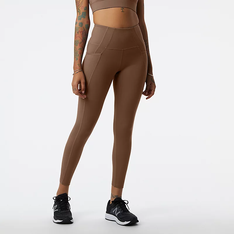 Shape Shield Leggings für Damen, 7/8-Länge, hoher Bund mit Taschen – Dunkelbraun