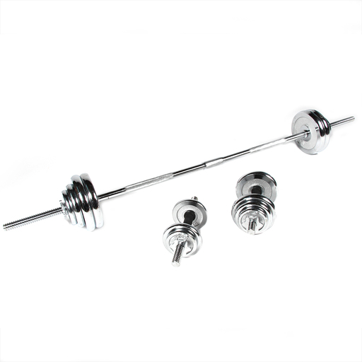  50-kg-Hantelset und verchromte Stangen Ø 25 mm