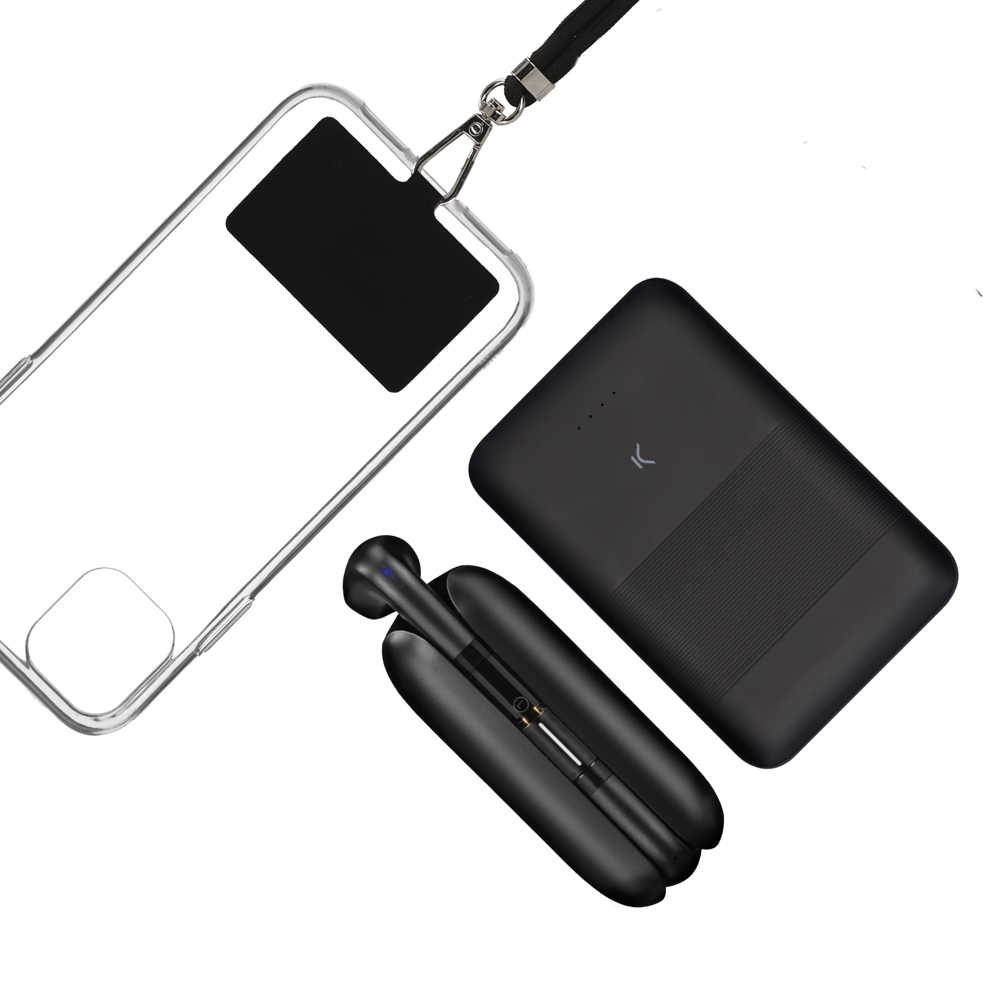 Ksix rejsepakke (Halley trådløse hovedtelefoner + 5000 mAh powerbank + mobiltelefonsnor)