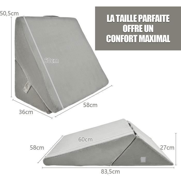 GOPLUS Coussin  Triangulaire Polyvalent, Oreiller Anti-Stress Thérapeutique pour Soulager Douleur dans Dos&Genoux (Gris)