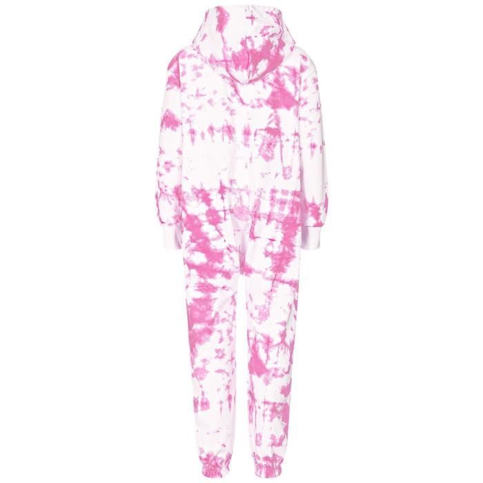 A2Z 4 Kids Fleece-Einteiler, rosa Batikmuster, Pyjama für Mädchen von 5-13 Jahren