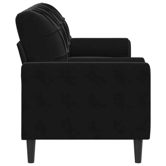 vidaXL Canapé 3 places avec oreillers décoratifs noir 180 cm velours, canapé, canapé de salon, canapé 3 places en velours, 3278234