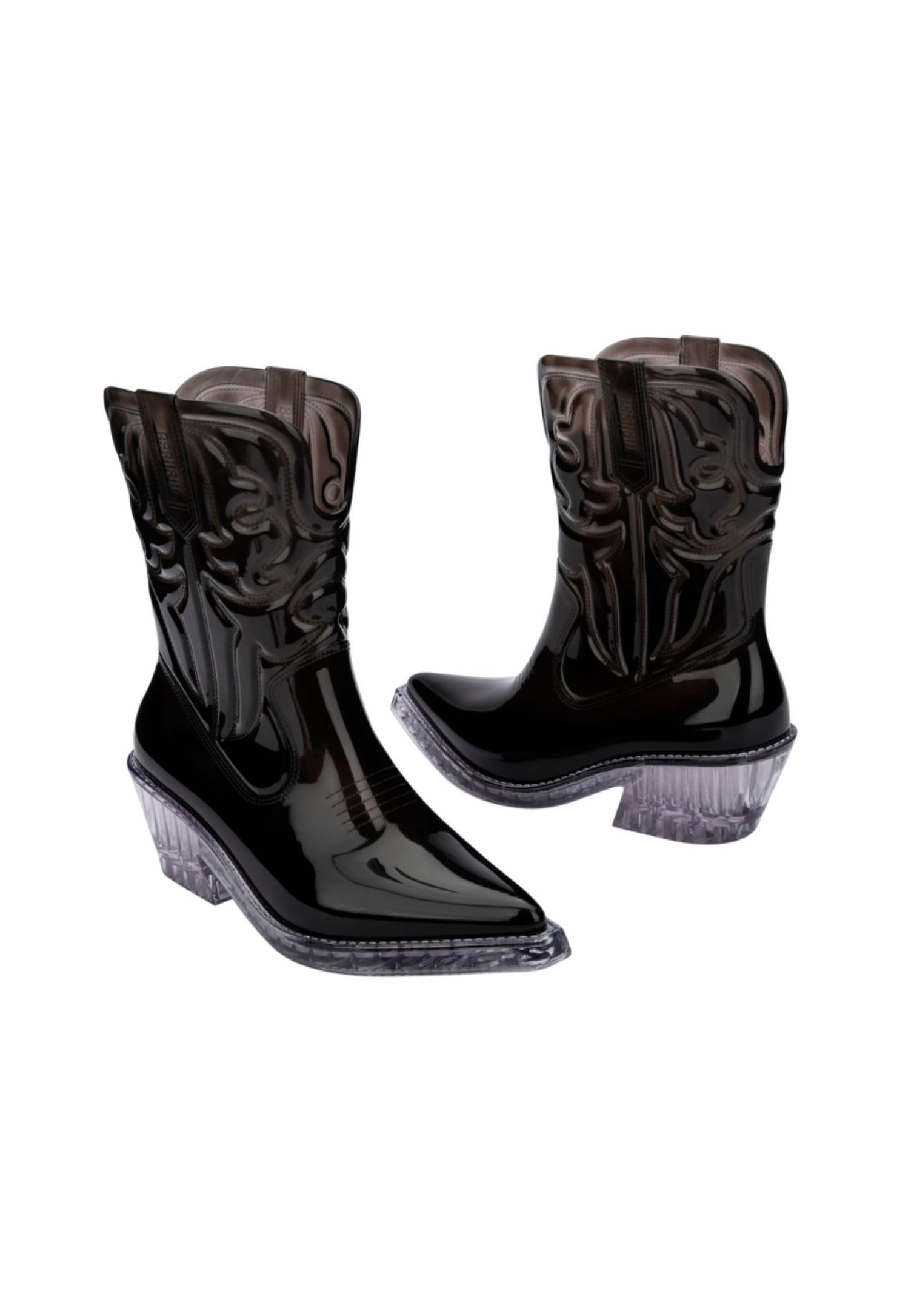Melissa TEXAS – Cowboy-/Bikerstiefel – schwarz transparent/glas