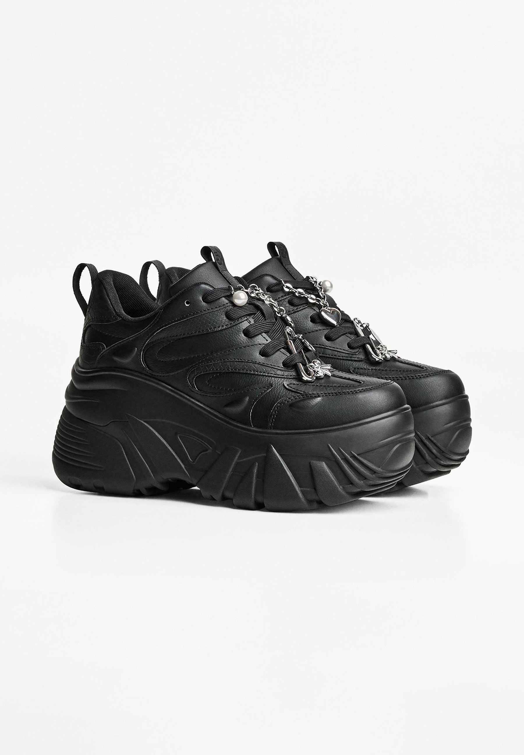 Bershka PLATFORM - Sneakers - zwart