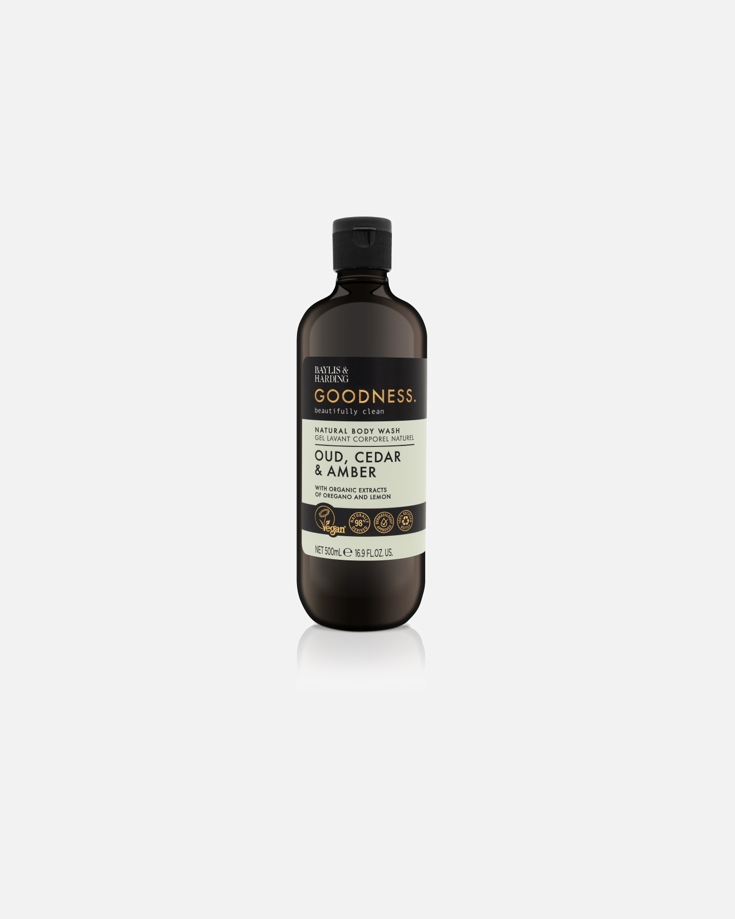 Żel pod prysznic Baylis & Harding Goodness Oud, Cedar & Amber - 500 ml
