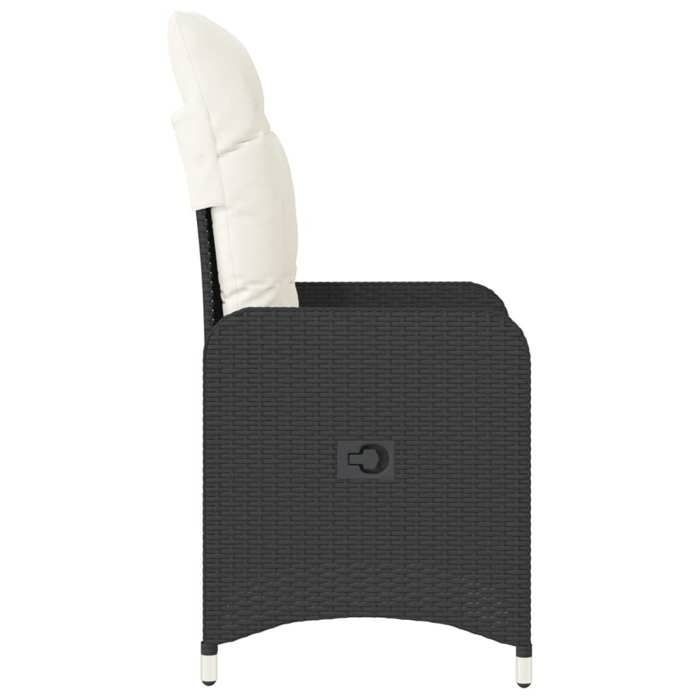 vidaXL Reclining Garden Chair with Cushions, Black Wicker Resin, Reclining Garden Armchair, Reclining Chair 365680