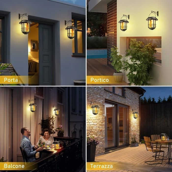 Linterna solar LED para exteriores KENLUMO, paquete de 2 linternas solares para exteriores con efectos de llama realistas, resistente al agua IP65.