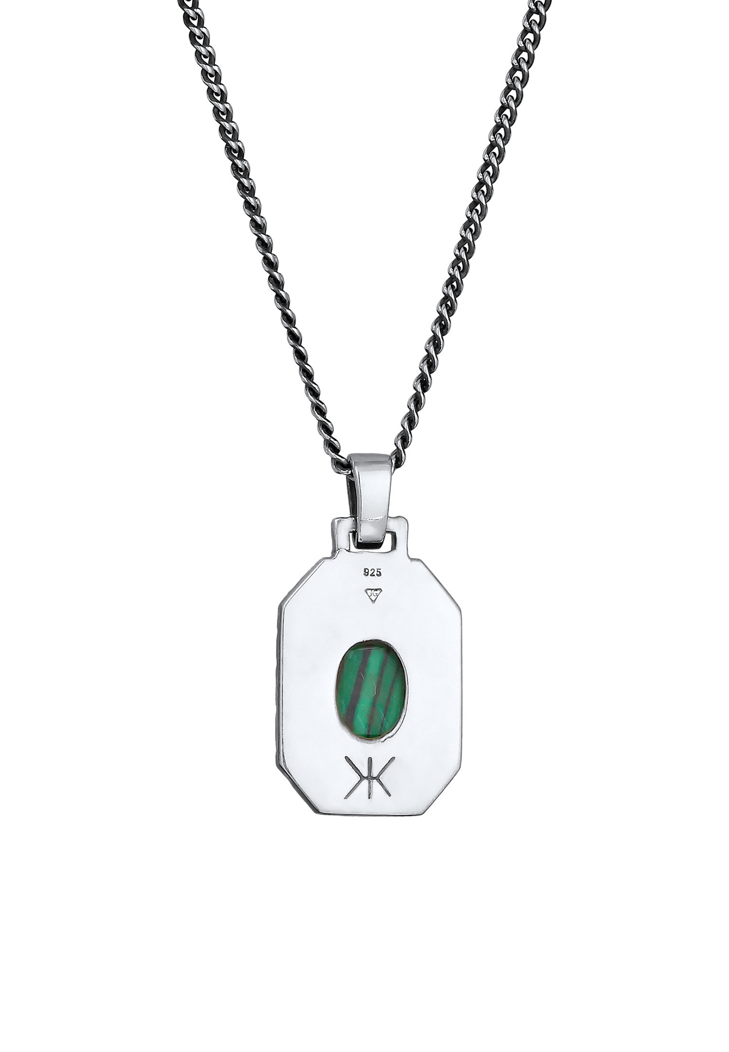 KUZZOI Hommes Pendentif Hexagonal Robuste avec Malachite Vert en Argent Sterling 925