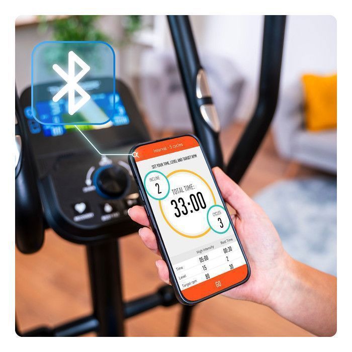THUNDER® ZEPHYR Elliptical Trainer | Electromagnetic | 150 kg | Bluetooth | 32 Resistance Levels | Sensors | With Carrying Case