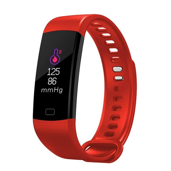 YONIS Smartwatch voor Android en iOS, hartslagmeter, IP67 waterdicht, stappenteller, rood