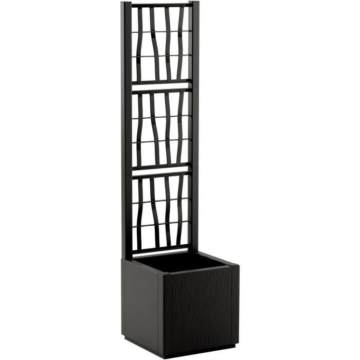STEFANPLAST Bac à fleur/Jardinière - ETHICA - Graphite - Carré avec treillis - 38 L -  36 x 36 x h140 cm