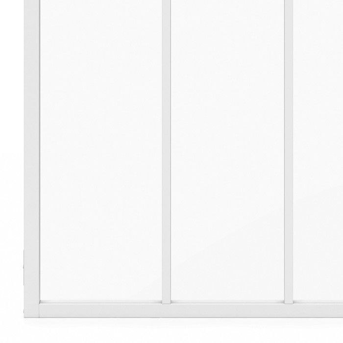 IDMARKET Workshop-style glass partition with 3 panes of glass, W. 93 x H. 108 cm, in white metal and tempered glass
