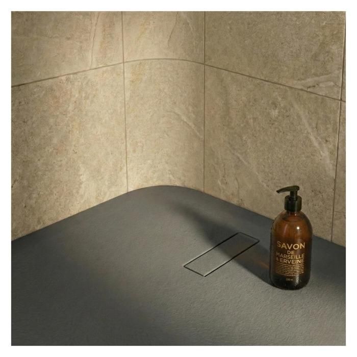 Piatto doccia SOMA extrapiatto effetto pietra, grigio antracite - Scarico incluso