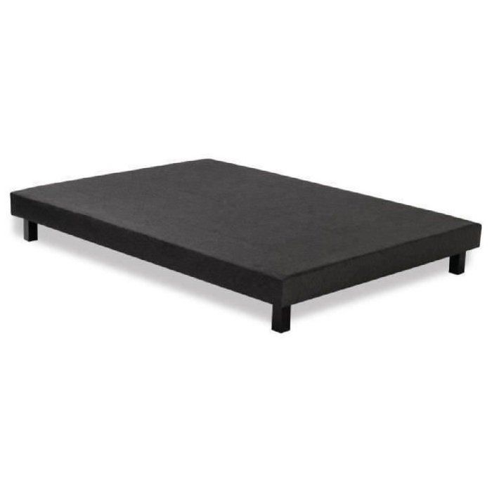 Sommier tapissier à lattes 160 x 200 - Bois massif gris anthracite + pieds - DEKO DREAM Rakenne