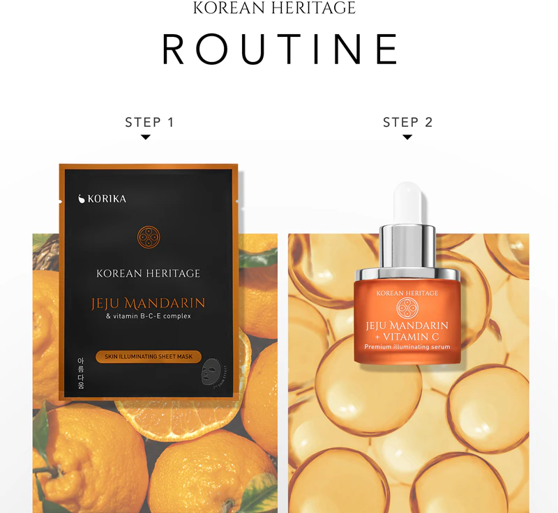 Máscara facial iluminadora KORIKA Korean Heritage Jeju Mandarin & Vitamin BCE Complex