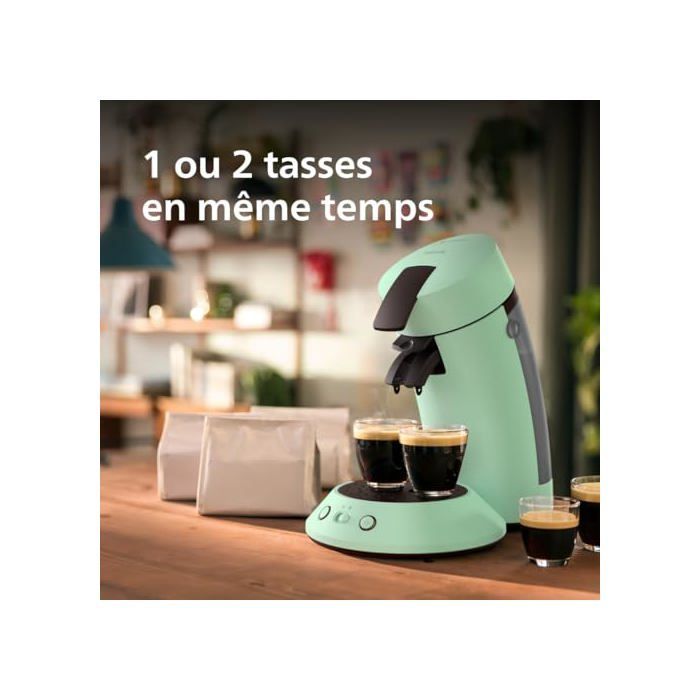 Machine à café à dosettes - Philips - Senseo Original Plus - Coffee Boost - 2 tasses - Vert Désert