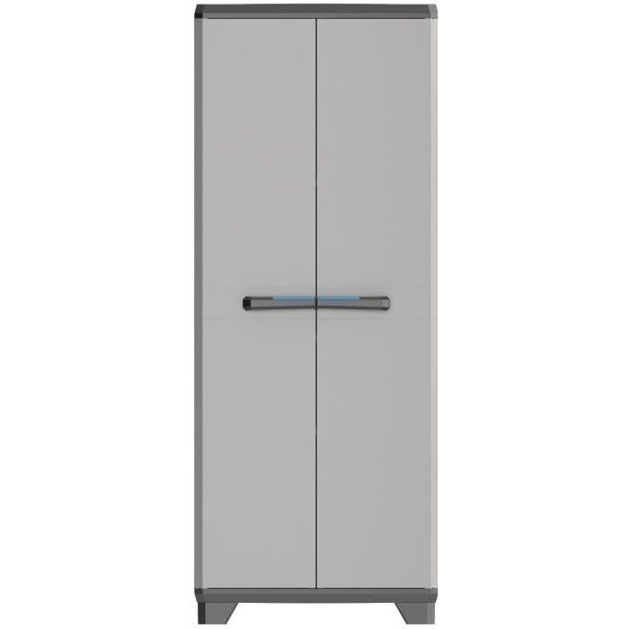 KETER LINEAR Tall Storage Cabinet - Black/Grey - 68 x 39 x 173 cm - 3 Adjustable Shelves - Lockable