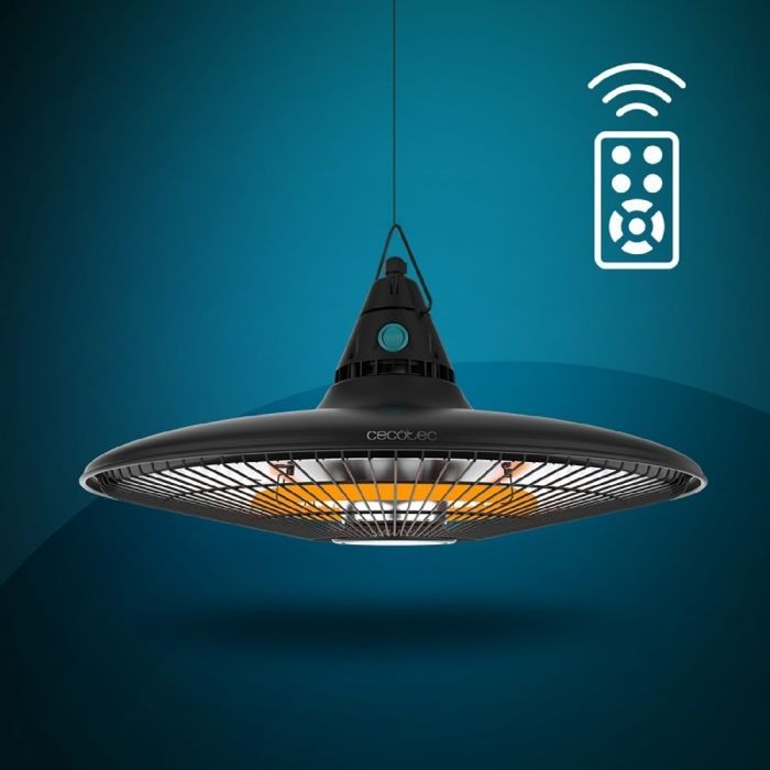 Cecotec Chauffage électrique extérieur au plafond ReadyWarm 1500 Power Ceiling. 1500 W, Technologie halogène, Protection IP65