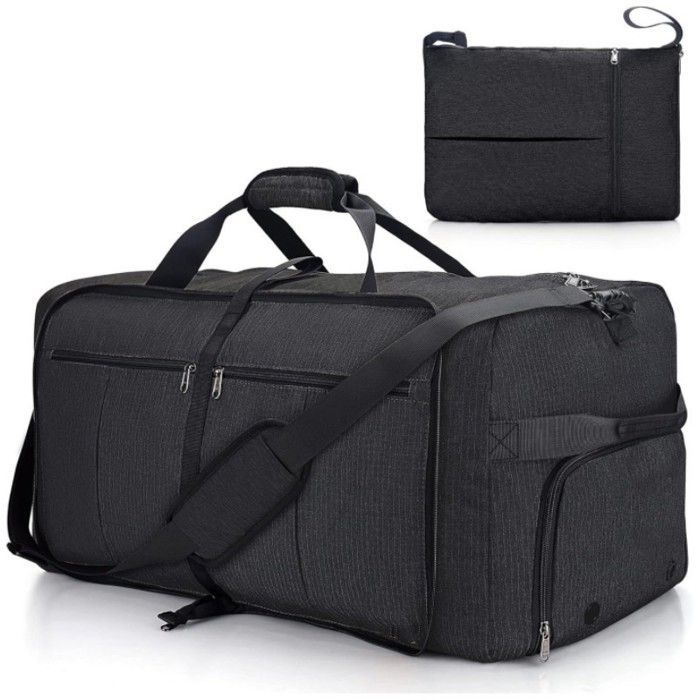 Bolsa de viaje plegable para hombre y mujer, bolsa de fin de semana grande de 120 L con compartimento para zapatos, bolso impermeable.