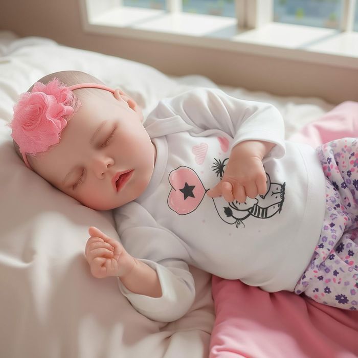 Reborn Baby Dukke - 48cm - Vinyl - Bevægelige Lemmer - Realistisk Berøring - Pige