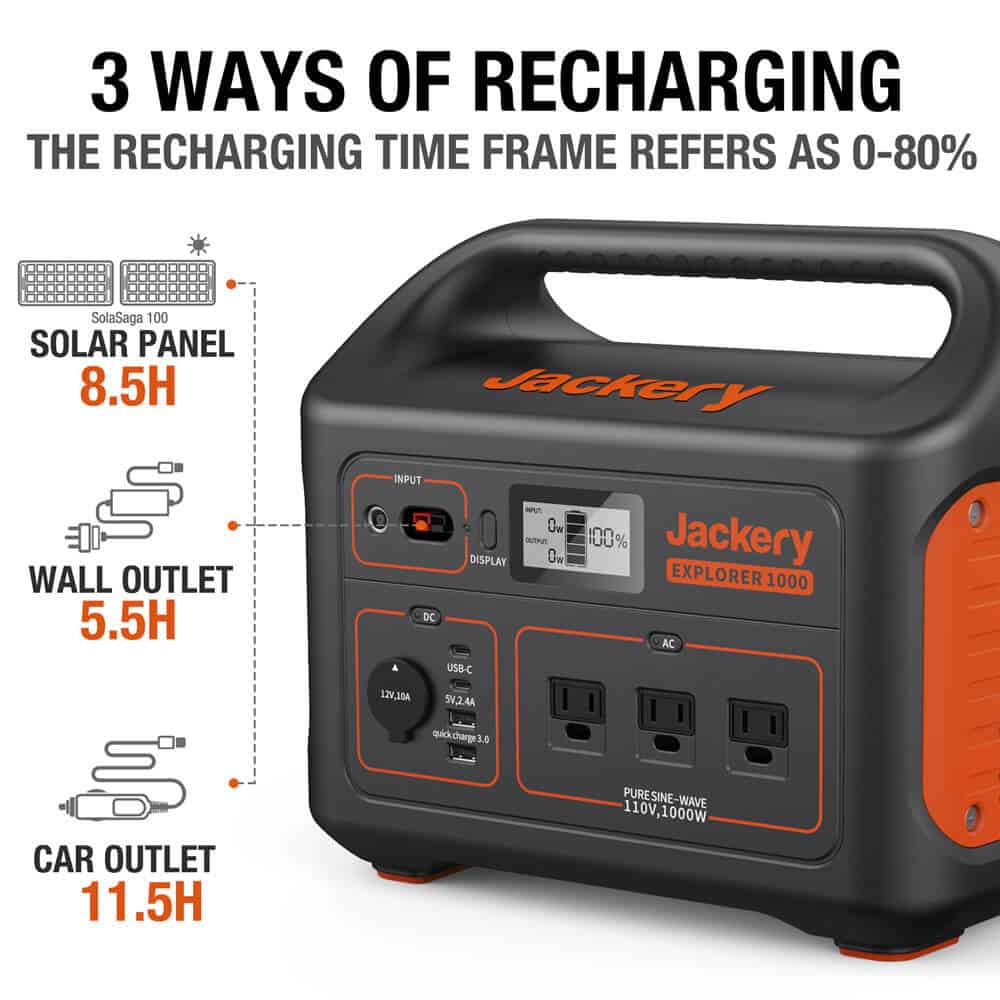 Gerador solar Jackery 1000 (Jackery 1000 + 2 x SolarSaga 100W)