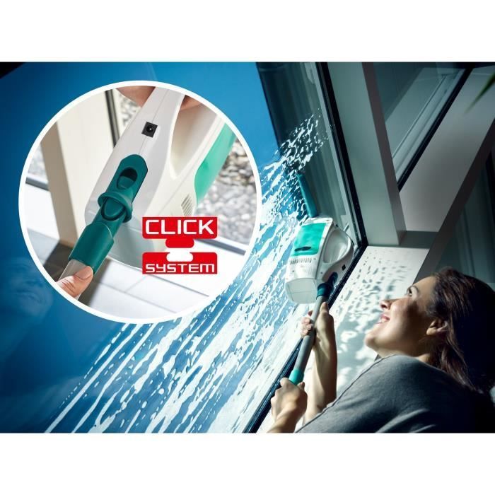 Aspirapolvere per vetri Leifheit Dry & Clean 51000, pulizia a 360° per una pulizia senza aloni e senza gocciolamenti, autonomia della batteria di 38 minuti.
