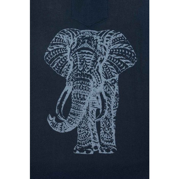 Fantazia - Camicia da uomo - Camicia nera con colletto alla coreana e stampa di elefanti Hatti