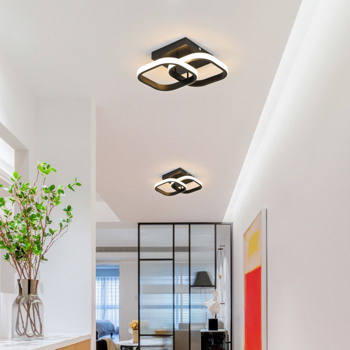 DORLINK Moderne 18W Vierkante LED Plafondlamp - Minimalistisch Zwart Design - Driekleurig Licht 3000K/4000K/6500K - Voor Woonkamer/Slaapkamer