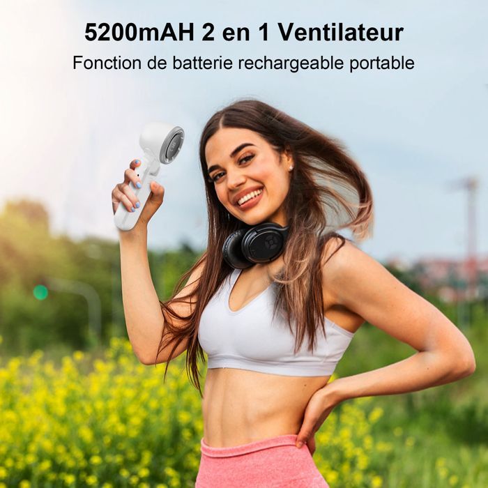 Mini ventilador portátil de mano con velocidad ajustable, batería recargable y pantalla LED para hombres y mujeres, ideal para viajes y acampadas.