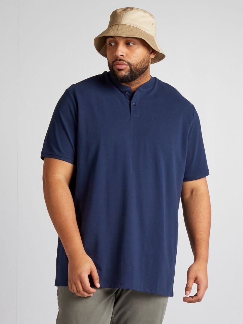 Polo piqué de algodão - azul marinho