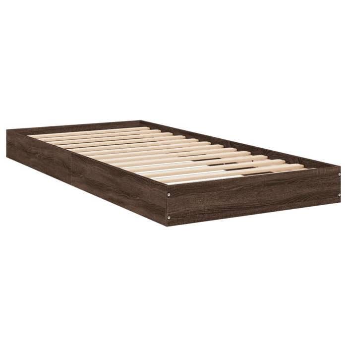 Verano 2026@Estructura de cama individual - Base de somier de láminas - para adultos - sin colchón - roble marrón 75x190cm madera de ingeniería, 4720