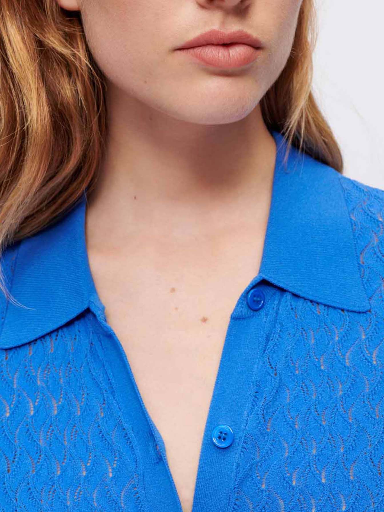 Pointelle-vest - Blauw