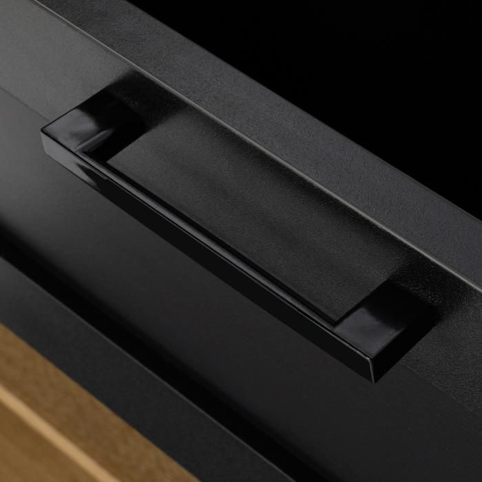 IDMARKET VITO Mesa alta/isla central de 130 cm con tablero de madera y color negro para 4 personas.