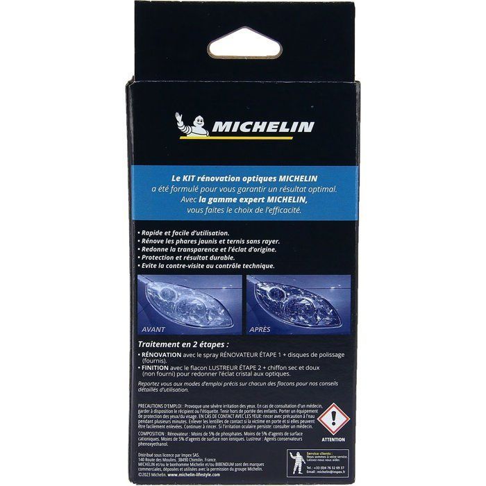 Kit de restauración de faros EXPERT - MICHELIN - especialmente diseñado para inspecciones de vehículos - Sencillo y rápido