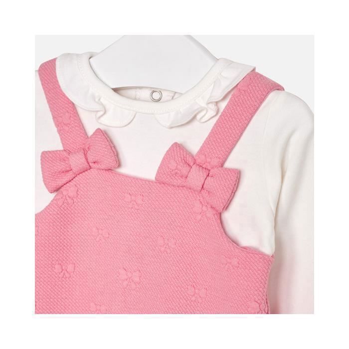 Mayoral ensemble barboteuse Salopette avec t shirt rose/blanc