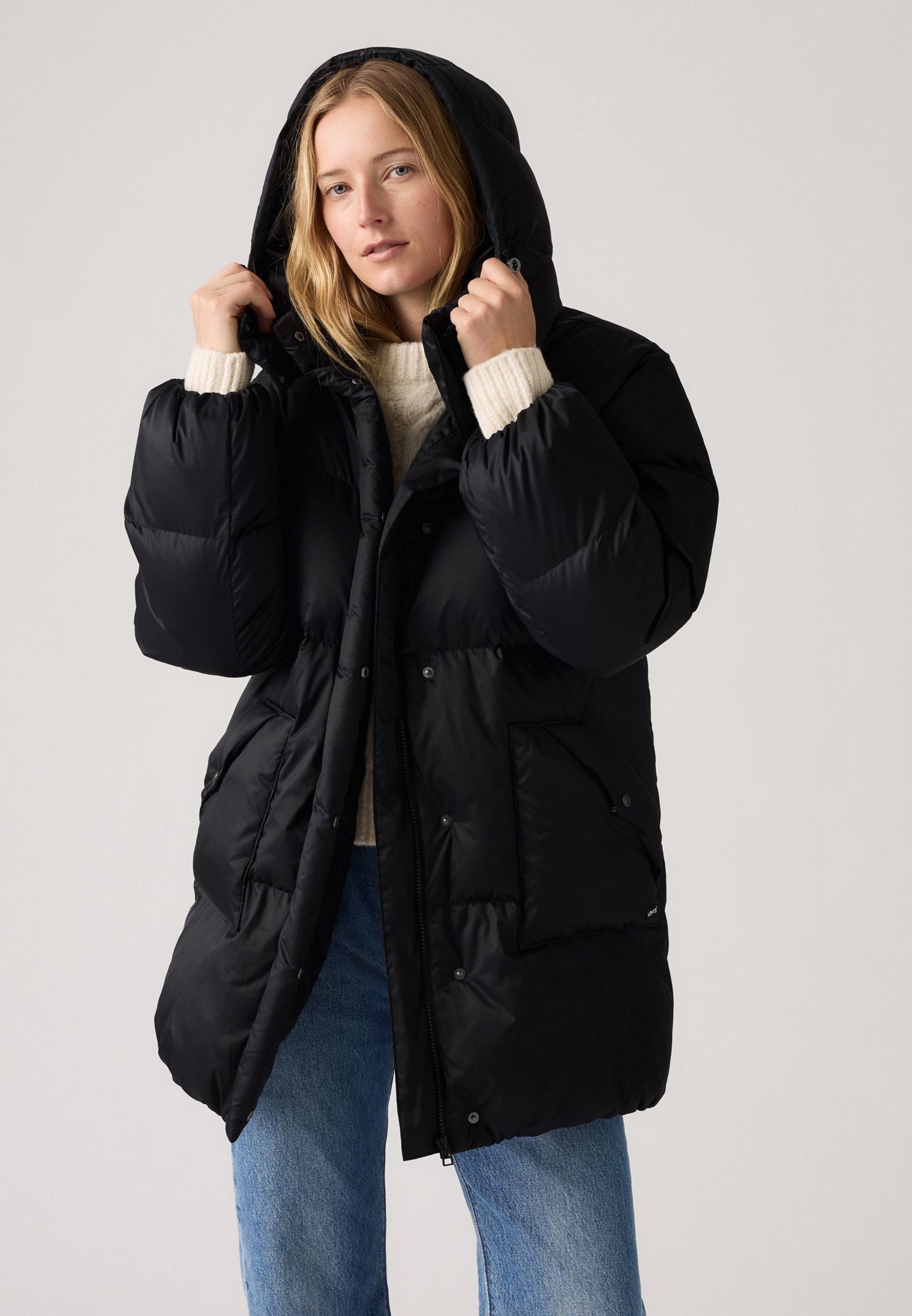 Levi's® WESTERN BUBBLE MIDI - Donsjack - antraciet nacht