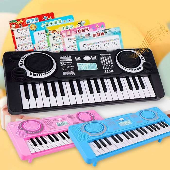Teclado electrónico para niños, 37 teclas, instrumento de teclado informático, negro.
