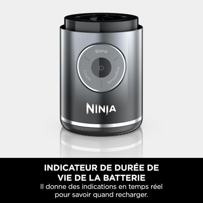 Frullatore portatile NINJA Blast Max - BC251EUGY - Ciotola da 530 ml - Autonomia della batteria: 2 ore - Senza fili - Senza BPA - Grigio