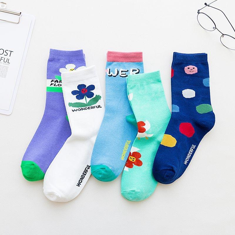 Chaussettes Crazy Socks Crew, chaussettes amusantes blanches et roses style coréen, chaussettes mignonnes à fleurs de dessin animé, chaussettes pour femmes, chaussettes streetwear, skate, Harajuku
