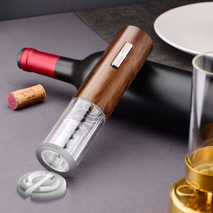 Tire Bouchon Électrique LED FISHTEC Rechargeable Effet Bois Coupe Capsule 300 Bouteilles USB Type C