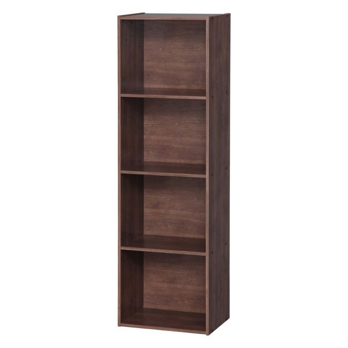 Iris Ohyama, Wooden Storage Shelf, 4 Tiers, CX-4FN, Brown, W42 x D29.7 x H136.6 cm