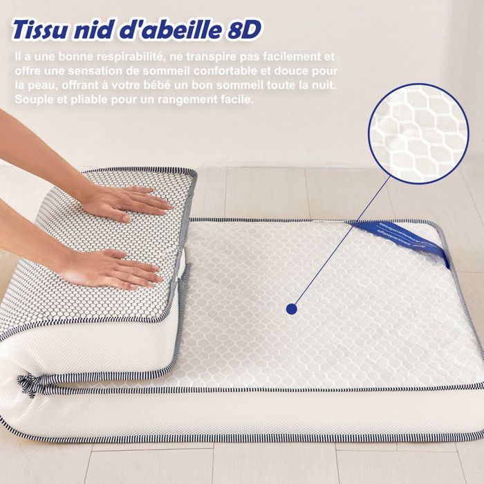 KITYTETY - Colchón para bebé 60x120CM Grosor 11CM - Núcleo perforado y antibacteriano - 2 lados ultratranspirables