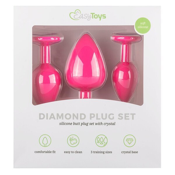 Силиконски анални чепови EasyToys са ружичастим дијамантом