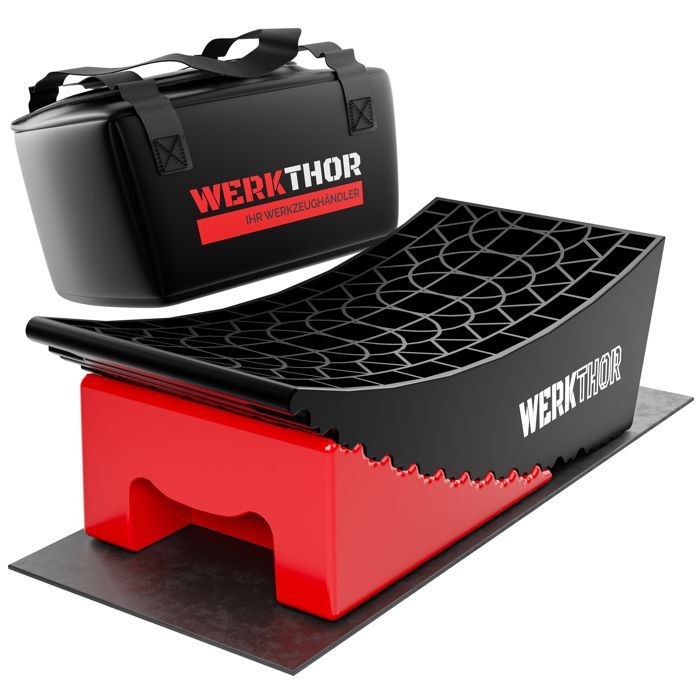 Rampas elevadoras para autocaravanas WERKTHOR (rojas) - Juego de 2 | Hasta 13,5 toneladas | Antideslizantes y robustas