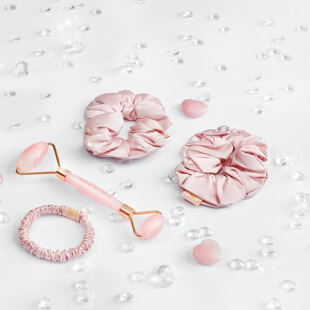 Crystallove svilena gumica za kosu – ruža – 1 komad