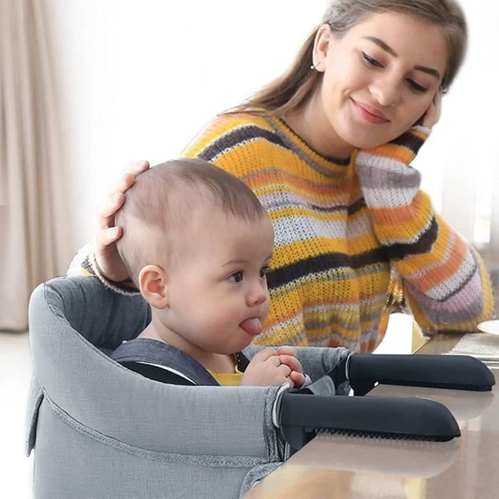 Aufun Siège de table siège bébé pliable, siège rehausseur avec pinces antidérapantes, dossier ergonomique, ceinture de sécurité