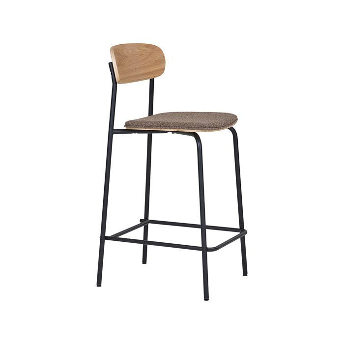 Zoe - lot de 2 tabourets en bois de frêne - pieds en acier - Marron